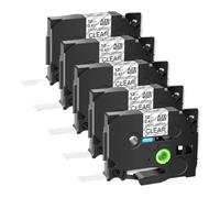 TBXwsofl Cinta de Etiquetas laminada Adhesiva acrílica Negra sobre Transparente, 5 uds., 12mm, Compatible con Modelos de impresoras de Etiquetas para número de Pieza TZe-s131