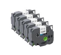 TBXwsofl Cinta de Etiquetas laminada Tze241 141 441 541 641 de 18 mm Compatible con Suministros de Impresora PTH500 PTD400(5PK Black on Clear)
