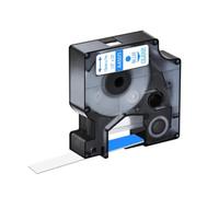 TBXwsofl Cinta de Etiquetas Negra sobre Blanca de 12 mm x 7 m, 4 Unidades compatibles con consumibles de Impresora para el número de Pieza 45013 45010 45015 45016(Blue on Clear)