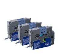 TBXwsofl Cinta de Etiquetas TZe211 de 6mm, 3 Piezas, Compatible con Suministros de Impresora TZe111 TZe411 TZe511 TZe611 TZe711(Black on Blue)