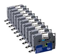 TBXwsofl Cinta Laminada 12mm 4X 231 131 431 631 Consumibles para Impresora(White on Black)