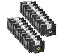 TBXwsofl Cinta laminada estándar Negro sobre Blanco, 20 Unidades, 18mm, Compatible con Suministros de Impresora, impresoras de Etiquetas TZe 241