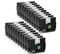 TBXwsofl Cinta laminada Flexible de 20 Unidades de 18 mm Compatible con los Modelos de impresoras de Etiquetas TZe-FX241 Cinta de Etiquetas Negra sobre Blanca