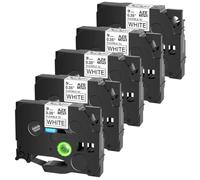 TBXwsofl Cinta laminada Flexible Negra sobre Blanca de 9mm Compatible con Suministros de Impresora de Etiquetas Tze-FX221 5 uds.