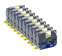 TBXwsofl Cinta para Impresora de Etiquetas laminada de 18mm, 10 Uds., Negro sobre Amarillo, Compatible con Impresora 641