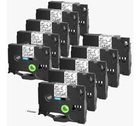 TBXwsofl Cintas laminadas de identificación Flexible de 12 mm de 12 mm en Blanco Compatible con TZ TZE-FX231 FX631 FX131 para Fabricante de Etiquetas PT-1000 PT-E500(10PK Black on Clear)