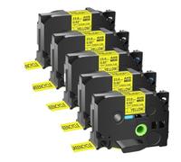 TBXwsofl Etiqueta Negra sobre Amarilla de 0,92 Pulgadas para impresoras de Etiquetas PT520, Compatible con HSe-651, Tubos termorretráctiles de 4,92 pies, 5 uds.