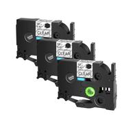 TBXwsofl Las Cintas de Etiqueta Funcionan con TZ TZE-S231 S241 Cinta laminada de 12 mm para el Fabricante de Etiquetas PT-H110 Compatible con Modelos similares(3PK Black on Clear)