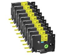 TBXwsofl Paquete de 10 compatibles con Tze-FX631 Cinta de Etiquetas de 0,47 Pulgadas Negro sobre Amarillo Suministros de Impresora laminada de identificación Flexible