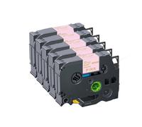TBXwsofl Paquete de 5 Cintas de Cinta Satinada de 12mm compatibles con Suministros de Impresora RW34 RE34 RN34 R234 R231PTH110(Gold on Pink)