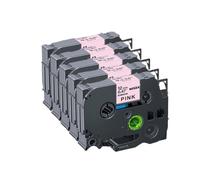 TBXwsofl Paquete de 5 Cintas de Cinta Satinada de 12mm compatibles con Suministros de Impresora RW34 RE34 RN34 R234 R231PTH110(Black on Pink)