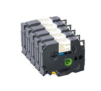 TBXwsofl Paquete de 5 Cintas de Cinta Satinada de 12mm compatibles con Suministros de Impresora RW34 RE34 RN34 R234 R231PTH110(Gold on White)