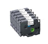 TBXwsofl Paquete de 5 Cintas de Cinta Satinada de 12mm compatibles con Suministros de Impresora RW34 RE34 RN34 R234 R231PTH110(Black on White)