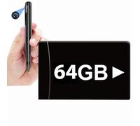 TBYEPJU Cámara oculta con lápiz de tarjeta de 64 GB, video Full HD para cámara espía, cámara espía y grabación de video Full HD