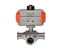 TBZFNZXF Válvula de bola neumática de tres vías de acero inoxidable 304 de 2.5 cm