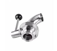 TBZOQAID Válvula de Mariposa 2" (51 mm) diámetro Exterior 64 mm, Codo un Lado con Triple Abrazadera, Acero Inoxidable Grado Sanitario SS304