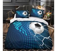 TBZXEEWOE Balones de fútbol Negros Funda de Edredón Cierre de Juego de 3 Piezas Impresión 3D con Fundas de Almohada Transpirable Estilo de Arte Sucio Funda Edredon for Adolescentes King（220x240cm）