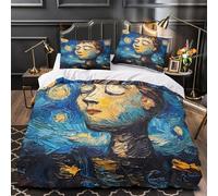 TBZXEEWOE Cara dormida Funda de Edredón 3 Piezas Microfibra Suave Diseño 3D Cremallera Oculta con Fundas de Almohada Suave expresión Funda Edredon for Familia Single（140x200cm）