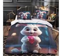 TBZXEEWOE Caras de Osos Lindos Funda de Edredón 3 Piezas Suave Impresión 3D Cierre de con Fundas de Almohada Patrón de Animales de Dibujos Animados Funda Edredon for niños y niñas Double（200x200cm）
