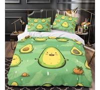 TBZXEEWOE Caricatura de Aguacate Funda de Edredón Estampado 3D Juego de 3 Piezas Cremallera Oculta Incluye Fundas de Almohada Antibacteriana Kawaii Lindo Funda Edredon for niña Single（140x200cm）