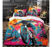 TBZXEEWOE Ciclista de BMX en acción Funda de Edredón Diseño 3D 3 Piezas Suave Cremallera Oculta Incluye Fundas de Almohada Transpirable Calle Urbana Funda Edredon for niños y niñas Single（140x200cm）