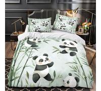 TBZXEEWOE Dibujos Animados de Panda Funda de Edredón Suave Diseño 3D 3 Piezas con Fundas de Almohada Lavables Ilustración de Animal Lindo Funda Edredon for niños y niñas Super King（260x220cm）