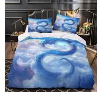 TBZXEEWOE Dragón mítico Funda de Edredón 3 Piezas Microfibra Suave Diseño 3D Cremallera Oculta con Fundas de Almohada Antialérgica Arte fantástico_2 Funda Edredon for jóvenes Single（140x200cm）