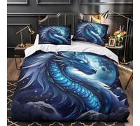 TBZXEEWOE Dragón mítico Funda de Edredón Cierre de Cremallera Oculta Juego de 3 Piezas Diseño 3D Incluye Fundas de Almohada Lavables Arte fantástico_2 Funda Edredon for Adultos Single（140x200cm）