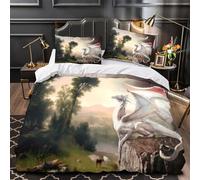 TBZXEEWOE Dragón mítico Funda de Edredón Incluye Fundas de Almohada Juego de 3 Piezas Diseño 3D Cierre de Cremallera Oculta Arte de fantasía asiática_2 Funda Edredon for Ancianos Double（200x200cm）