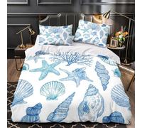 TBZXEEWOE Fantasía de caballitos de mar Funda de Edredón 3 Piezas Estampado 3D Cierre de Cremallera Oculta Incluye Fundas de Almohada Lavables Océano mágico Funda Edredon for Familia King（220x240cm）