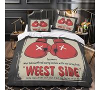 TBZXEEWOE Guantes de Boxeo Funda de Edredón 3 Piezas Suave Diseño 3D Cierre de con Fundas de Almohada Antialérgica Diseño de póster Deportivo Vintage Funda Edredon for Familia Double（200x200cm）