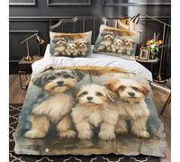 TBZXEEWOE Lindo Perro caniche Funda de Edredón Estampado 3D 3 Piezas Microfibra Suave Cremallera Oculta con Fundas de Almohada Digital Colorido Funda Edredon for niños Double（200x200cm）