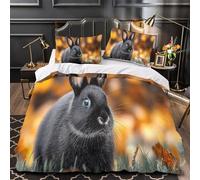 TBZXEEWOE Perro caniche Negro Funda de Edredón Diseño 3D 3 Piezas Cierre de Cremallera Oculta con Fundas de Almohada Suave Escena de jardín de Primavera Funda Edredon for niños Double（200x200cm）