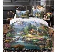 TBZXEEWOE Vista del Monte Fuji Funda de Edredón Microfibra Suave 3 Piezas Estampado 3D Cremallera Oculta con Fundas de Almohada Paisaje de templos japoneses Funda Edredon for niños Double（200x200cm）