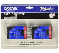 TC Tape Cartridges for P-Touch Labelers, 1/2w, Red on Clear, 2/Pack, Sold as 1 Package