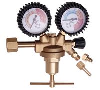 TC TECHNIC Regulador de presión de nitrógeno, 40 bar, con adaptador SAE, regulador de gas de latón para N₂ hasta 200 bar, juego con conector SAE de 1/4", 40 m3/h, manómetro de 60 mm