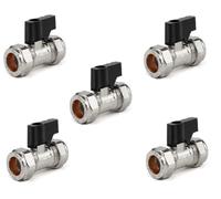 TC - Válvula de aislamiento de compresión de 15 mm con mango de palanca negra, válvula de aislamiento Bolofix de giro de pulgar, paquete de 5