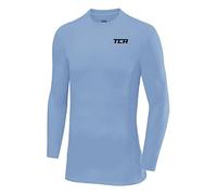 TCA Camiseta de Fútbol Manga Larga SuperThermal de Compresión para Niños - Cuello Redondo - Azul Claro, 10-12 años