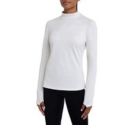 TCA Camiseta de Manga Larga de Entrenamiento SuperThermal para Mujer - Cuello Alto - Blanco, S