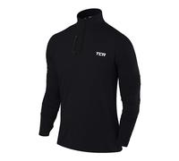 TCA Camiseta Deporte Manga Larga Hombre - Camiseta Deportiva Secado Rápido Fusion Pro Quickdry con Media Cremallera para Hombre - Negro/Negro, XXL