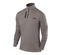 TCA Camiseta Deporte Manga Larga Hombre - Camiseta Deportiva Secado Rápido Fusion Pro Quickdry con Media Cremallera para Hombre - Gris Oscuro/Gris Oscuro, M