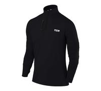 TCA Camiseta Deporte Manga Larga Hombre - Camiseta Deportiva Secado Rápido Fusion Pro Quickdry con Media Cremallera para Hombre - Negro/Negro, XXL