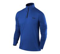 TCA Camiseta Deporte Manga Larga Hombre - Camiseta Deportiva Secado Rápido Fusion Pro Quickdry con Media Cremallera para Hombre - Azul, XXL