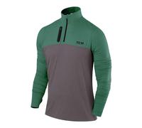 TCA Camiseta Deporte Manga Larga Hombre - Camiseta Deportiva Secado Rápido Fusion Pro Quickdry con Media Cremallera para Hombre - Verde, S