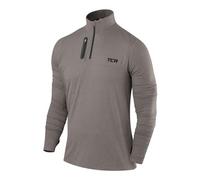 TCA Camiseta Deportiva Manga Larga Hombre - Camisetas Deporte Hombre Secado Rápido Fusion Pro Quickdry - Camiseta Running con Media Cremallera - Gris Oscuro/Gris Oscuro, M