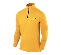 TCA Camiseta Deportiva Manga Larga Hombre - Camisetas Deporte Hombre Secado Rápido Fusion Pro Quickdry - Camiseta Running con Media Cremallera - Amarillo, XL