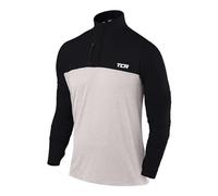 TCA Camiseta Deportiva Manga Larga Hombre - Camisetas Deporte Hombre Secado Rápido Fusion Pro Quickdry - Camiseta Running con Media Cremallera - Gris/Negro, M