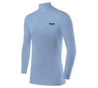 TCA Camiseta Interior Manga Larga HyperFusion de Compresión para Hombres - Azul Claro Cuello Alto, L