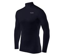 TCA Camiseta Interior Manga Larga HyperFusion de Compresión para Hombres - Azul Oscuro Cuello Alto, S