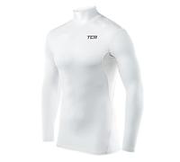 TCA Camiseta Interior Manga Larga HyperFusion de Compresión para Hombres - Blanco Cuello Alto, XL